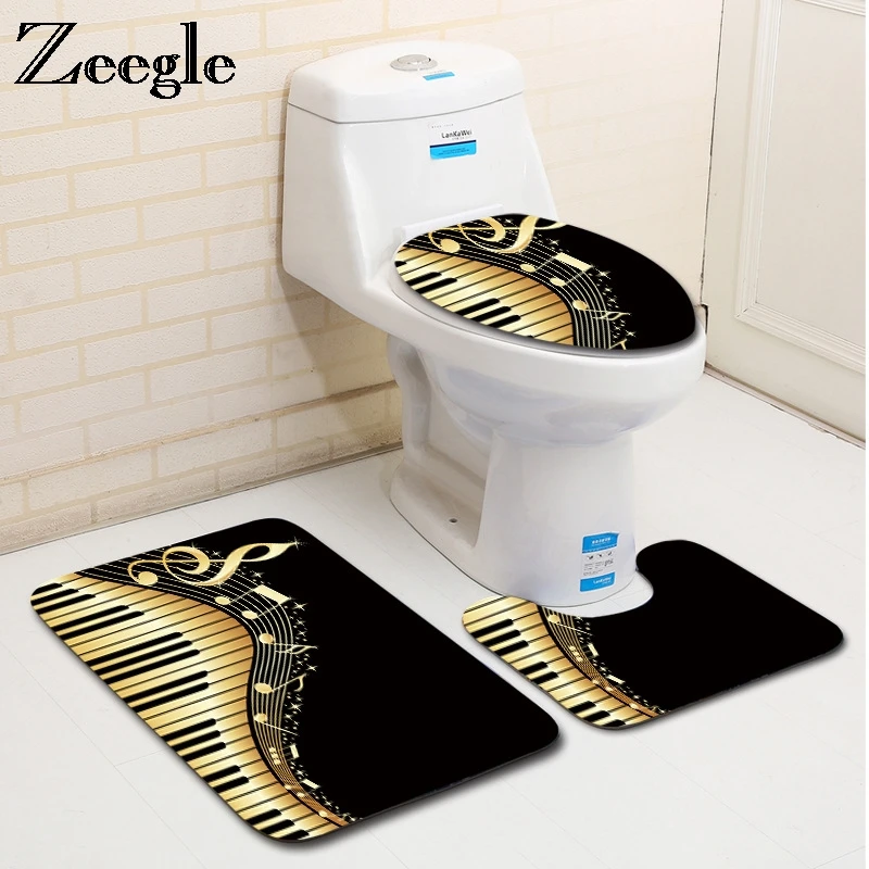 Zeegle моющиеся 3 шт. Ванная комната Rugs and Carpets шелковистый анти скольжения Туалет