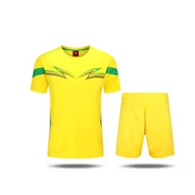 2016 Sports soccer jersey football team sets training running Adult men Group Short Sleeve Jersey Yellow polo shirt