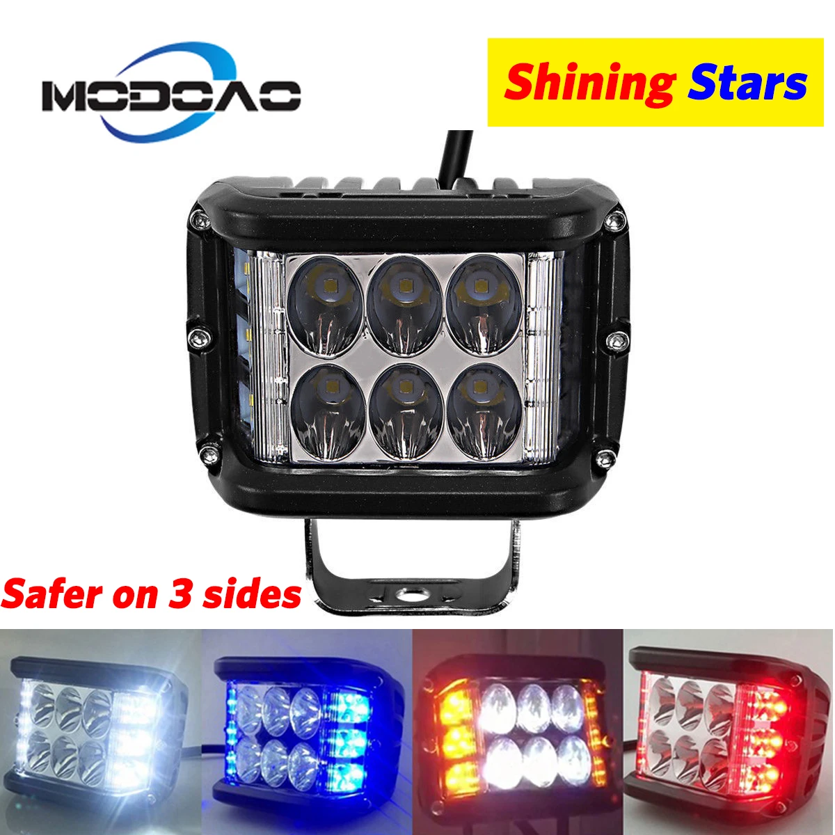 

3600lm 45W 3 face car work light can be used for off-road vehicle engineering car ATV white red blue yellow Flash Warning