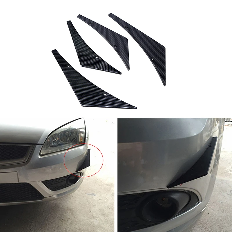 POSSBAY 4x Universal Front Bumper Lip Splitter Canards Flexible