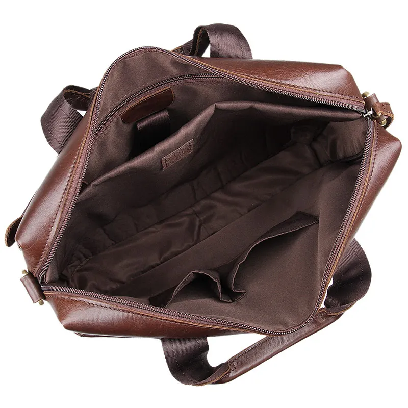 Augus натуральная винтажная кожаная мужская модная сумка шоколадного цвета для