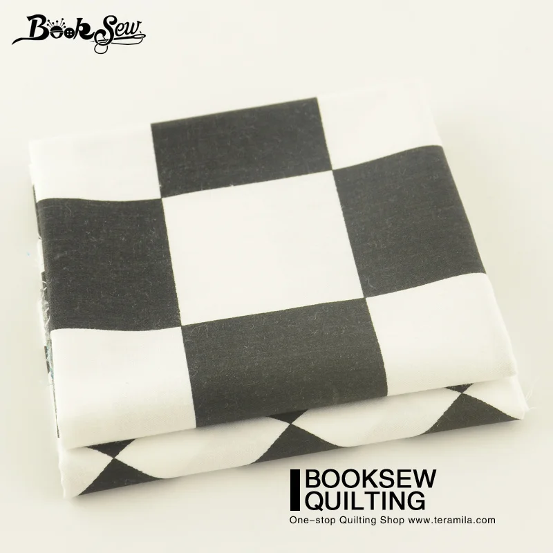Booksew хлопчатобумажная ткань черный и белый квадратный стиль 2 шт./партия 50 см x 100 см тела Algodon лоскутное шитье материал саржа