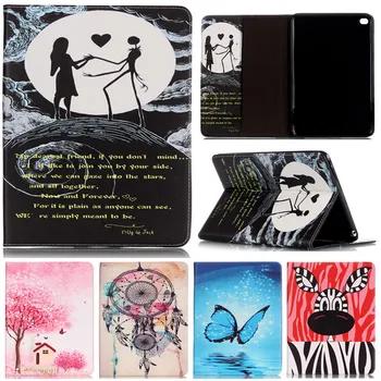 

For IPad Mini4 Cute Cartoon Butterfly Moon Lovers Flower Stand Flip Leather Fundas Case For Apple IPad Mini 4 Tablet Cover Coque