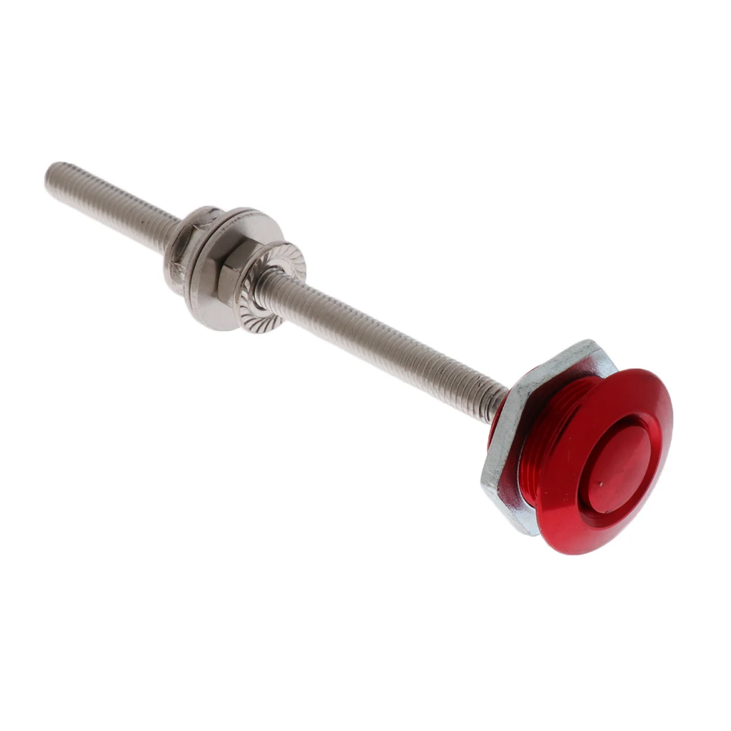 Push Button Hood Pin Lock Low Profile Click Latch Quick Release Aluminum Alloy Exterior Part Black/Red