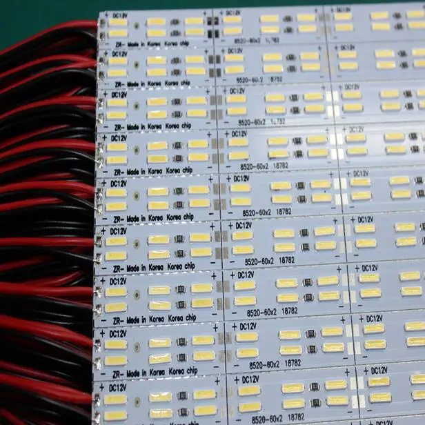 SMD 8520 двухрядные чип Алюминий светодиодный жесткой полосы DC 12V 60 Светодиодный s бар светильник 50 см; склоны отсутствуют Водонепроницаемый