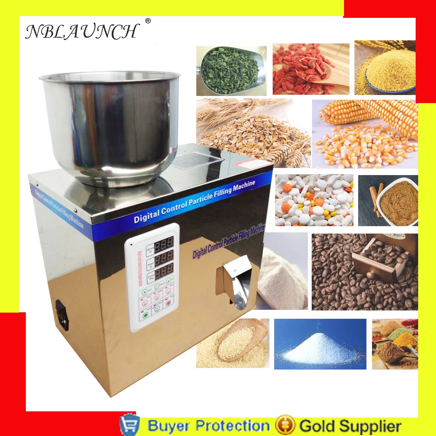 

50g Scale Herb Seed Salt Rice Milk Podwer Weighting And Filling Racking Machine Tea Leaf Packing Capsule Pill Drug Filler Doser