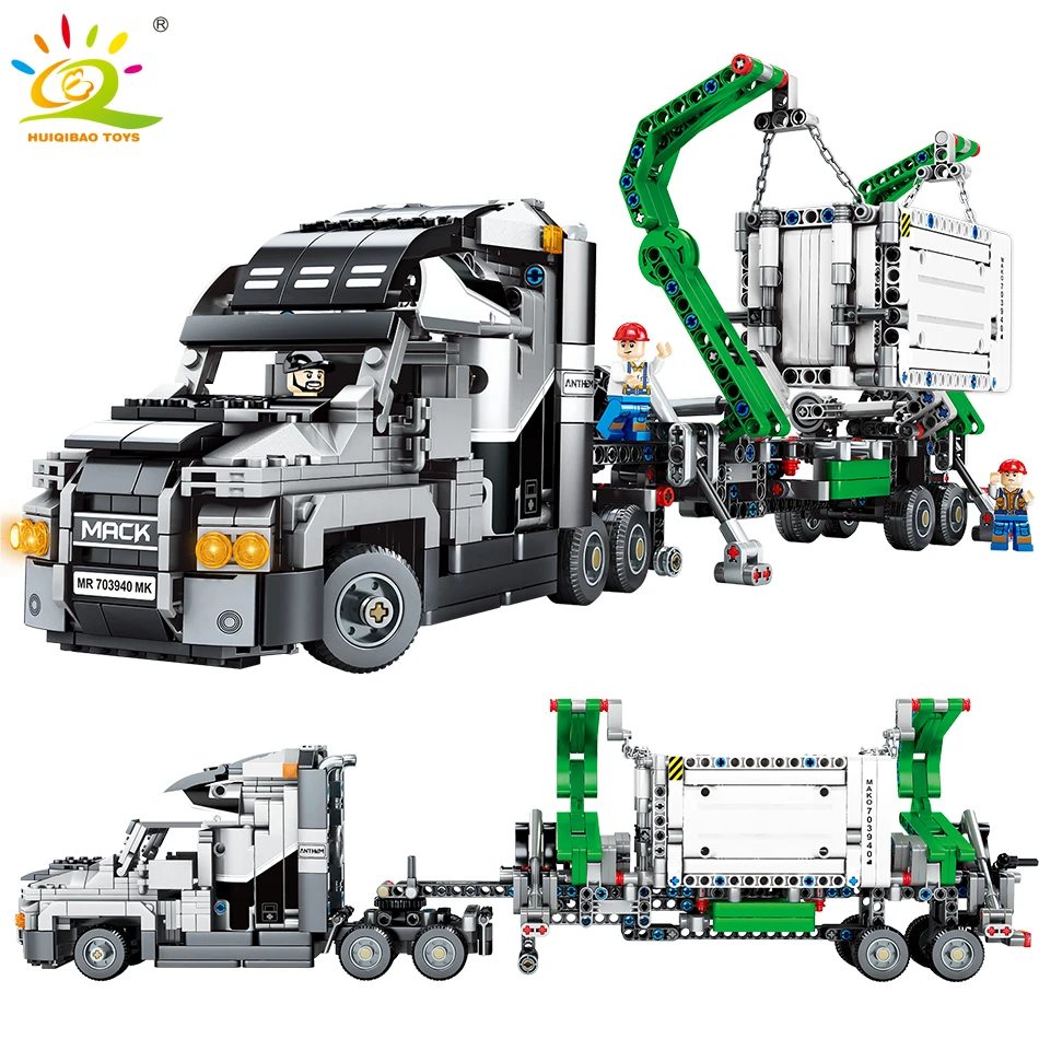 

new 1202PCS Container Truck Vehicles Car Building Blocks Technic Car DIY Bricks Educational Toys for Children