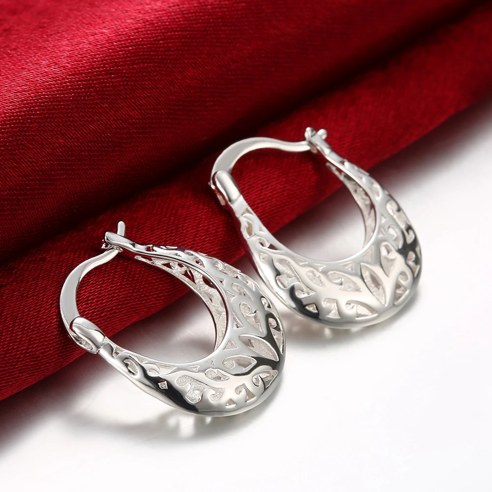 925 пробы серебряные серьги-кольца новые модные вечерние женские серьги в форме цветка в форме сумочки ювелирные изделия Размер 2,3X2,7 см