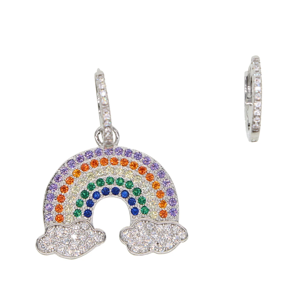 

2019 NEW Beautiful Rhinestone Rainbow shape Earrings For Women Lady Statement Dangle Earrings colorful cz DropShip