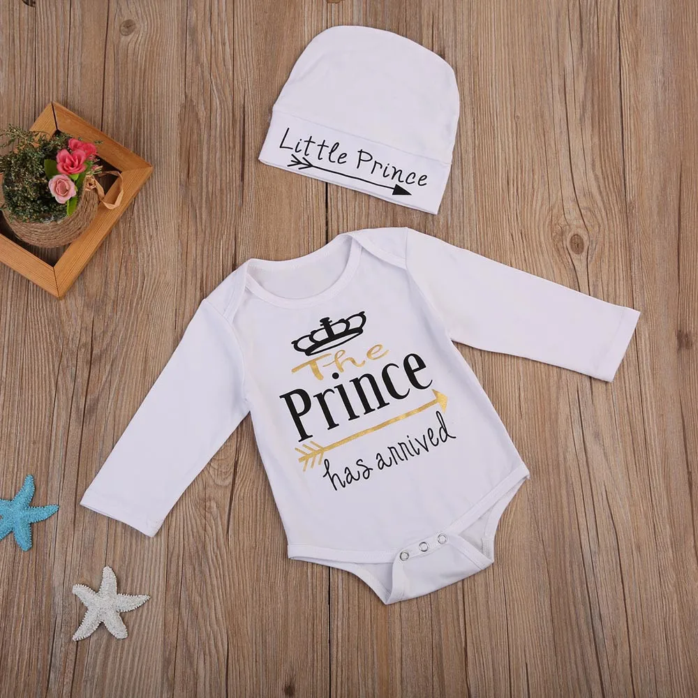 

Newborn Stylish fashion design Baby Girls Long Sleeves Letter Print Romper+Hat Suit Kids Clothes Sets clothes