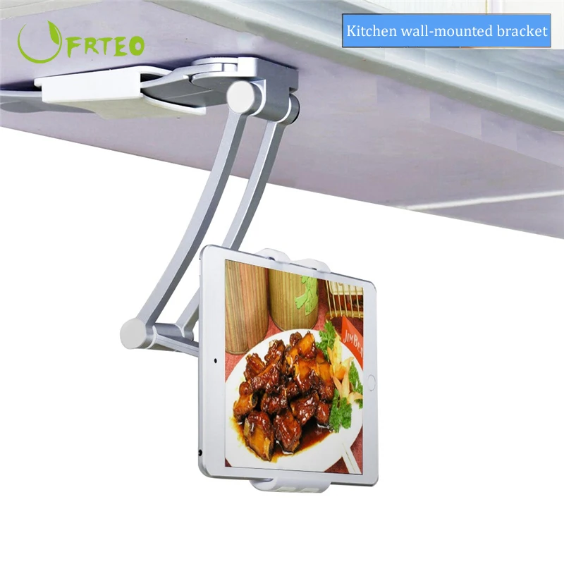 US $27.27 2 In 1 Wall Desk Kitchen Tablet Mount Stand Flodable Aluminum Alloy Desktop Lazy Holder Support For Ipad Samsung 4105 Tablet