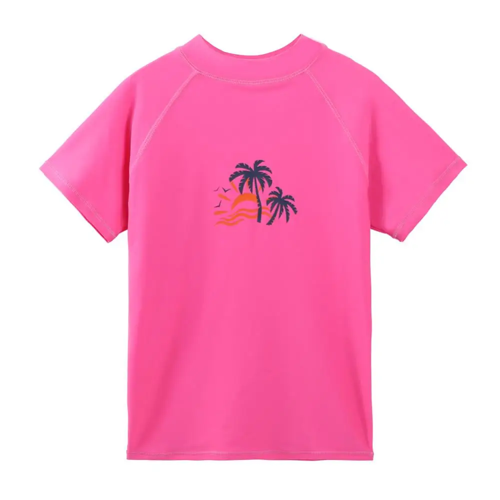 

BAOHULU Girls Swimwear UPF 50+ Sun Protection Short Sleeve Rash Guards Girl Swimsuit Kids with Sun Coco Tree