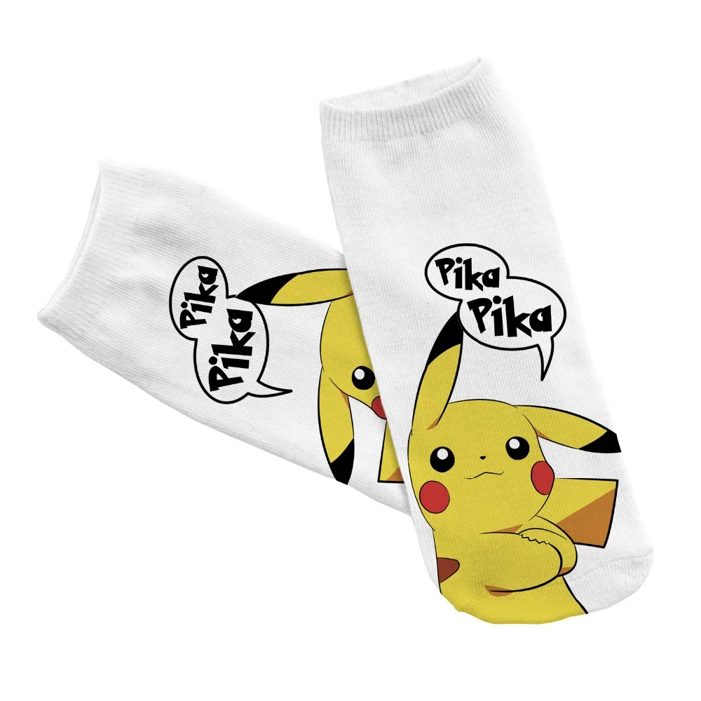 Новое поступление, милые женские носки с 3D принтом аниме, покемон Пикачу, короткие носки, кавайные носки с котом