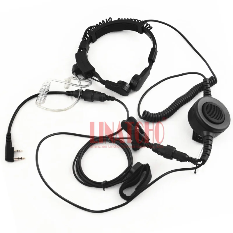 

baofeng walkie talkie radio microphone heavy duty PTT neck throat mic headset, radio tactical headset