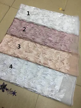 

New Arrival embroidered African French net Lace Fabric S-9229 with sequins for party dress