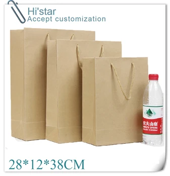 

28*12*38CM 10pcs Brown Kraft Paper Bags Recyclable Gift Jewelry Food Candy Packaging Shopping Bags For Boutique