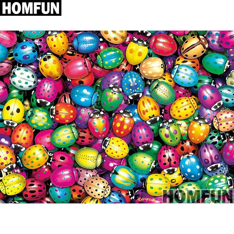 

HOMFUN Full Square/Round Drill 5D DIY Diamond Painting "Colorful Ladybug" 3D Embroidery Cross Stitch 5D Home Decor A00997