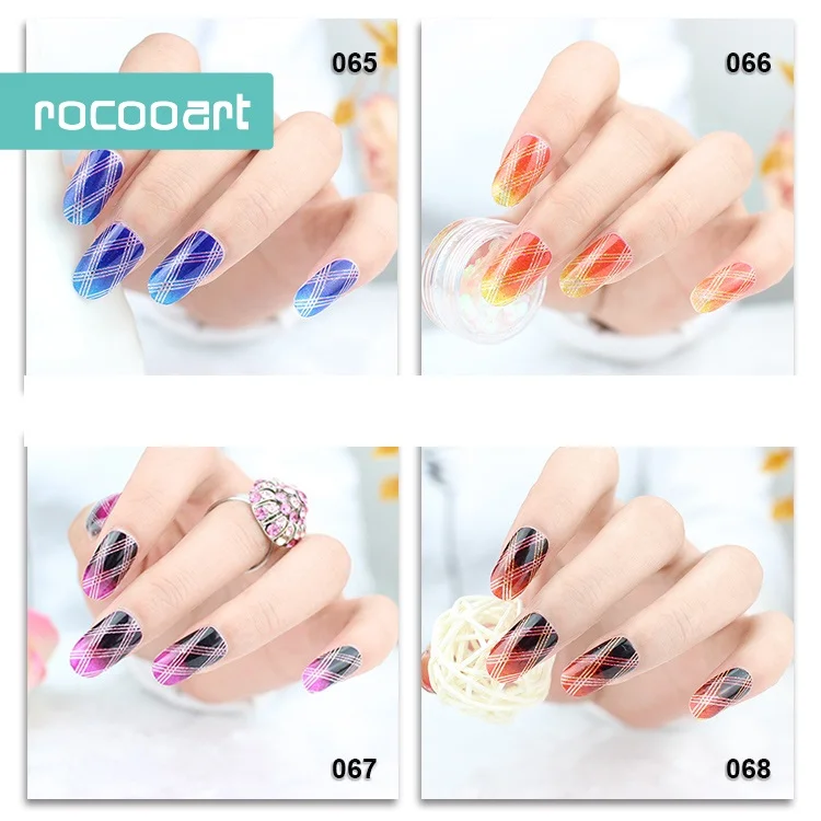 Rocooart Ys065-080 наклейка для ногтей градиентный цвет клетчатая клейкая наклейка для нейл-арта цветная наклейка для ногтей красивый продукт для женщин и девушек
