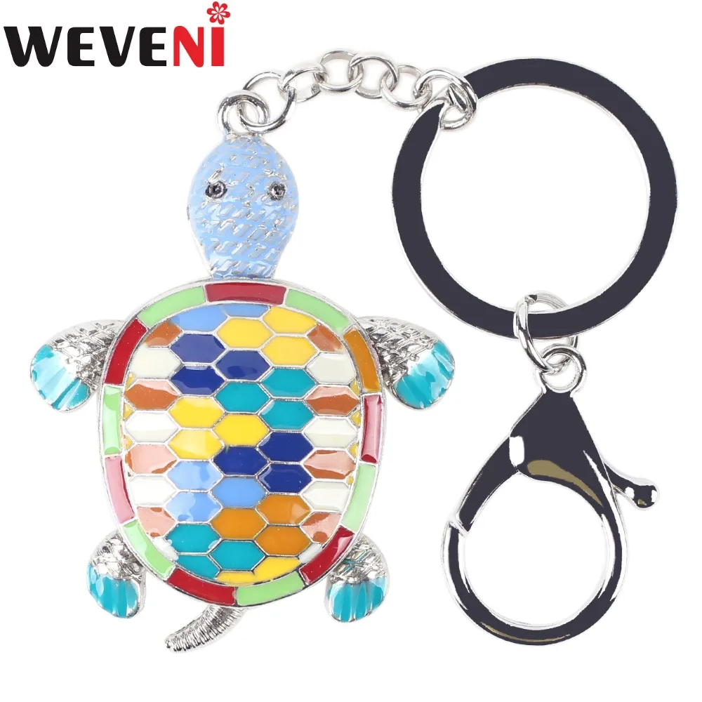 

WEVENI Enamel Alloy Turtle Tortoise Key Chain Key Ring Pendant Charm Trendy Pendant Statement Cute Animal Jewelry For Women