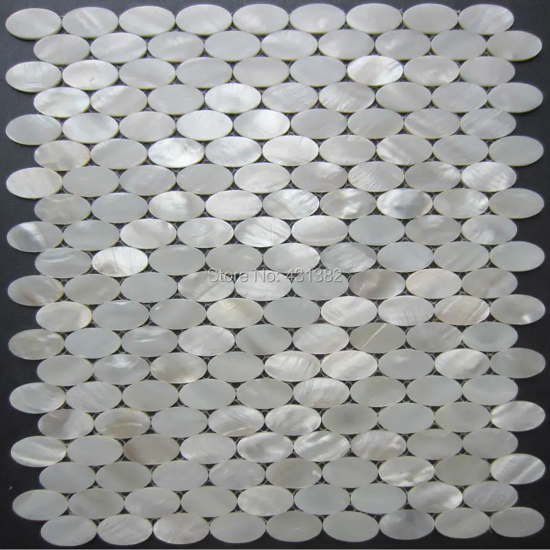 

Decorative shell mosiac tile,lustre shells!!mother of pearl tiles oval; pure white kitchen backsplash tilesbathroom wall tiles