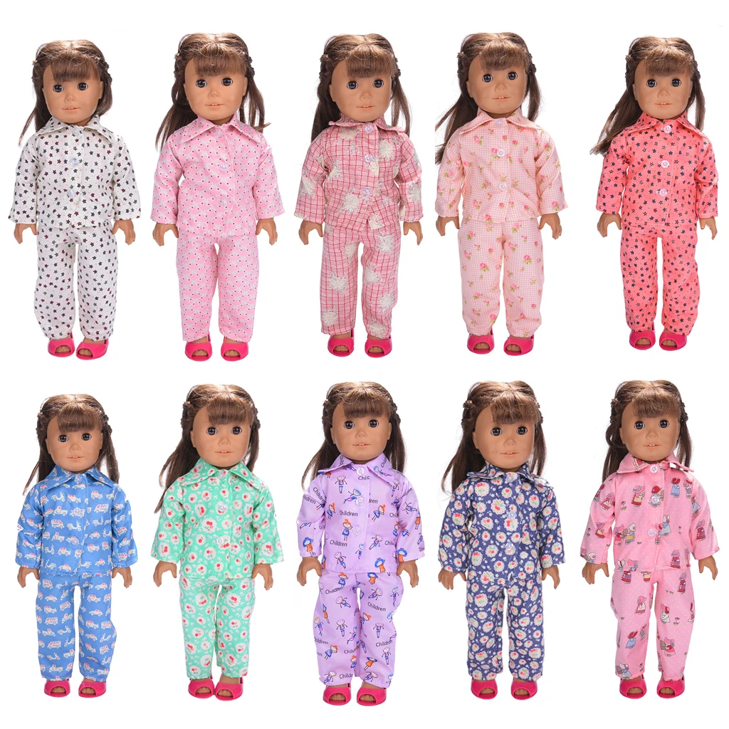 Fashion Doll Pajamas Clothes Set for 18'' American Girl Dolls Sleepwear