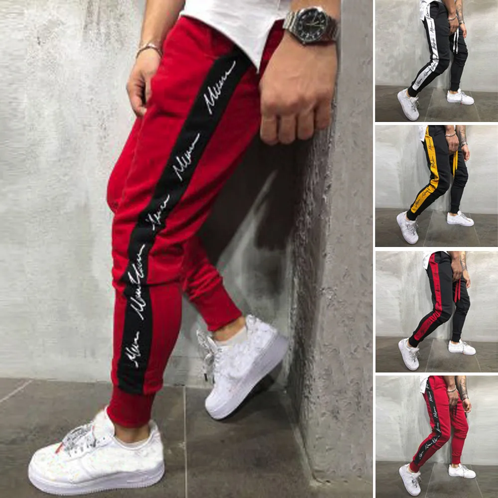 

men's sweatpants Autumn Winter Joggers Patchwork Casual Drawstring Sweatpants Trouser man pants