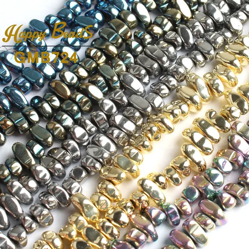Натуральный плоский неправильный Многоцветный Покрытием гематит свободные каменные бусины-разделители для самостоятельного изготовления ювелирных изделий ожерелье браслет 1" Strand