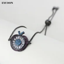 LYCOON big apple shape bead prong setting white and rose red CZ bracelets for women box chain bracelets size adjustable max 22cm
