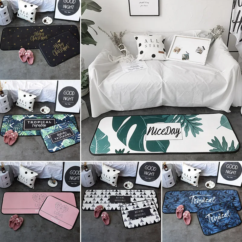 

Nordic Style Living Room Sofa Carpet Rainforest Plant Rectangle Anti Skid Rug Leaves Bedroom Area Mat Kitchen Doormat Floor Rug