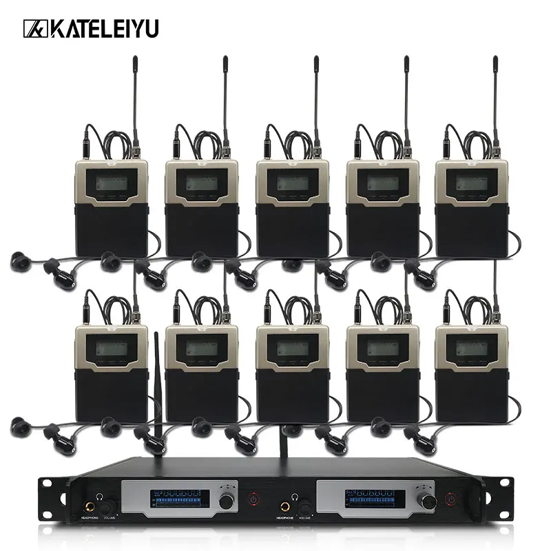 

Ear monitor wireless system with 10 receivers EM5810 In stage monitor Ear 2 Channel Monitoring in ear system