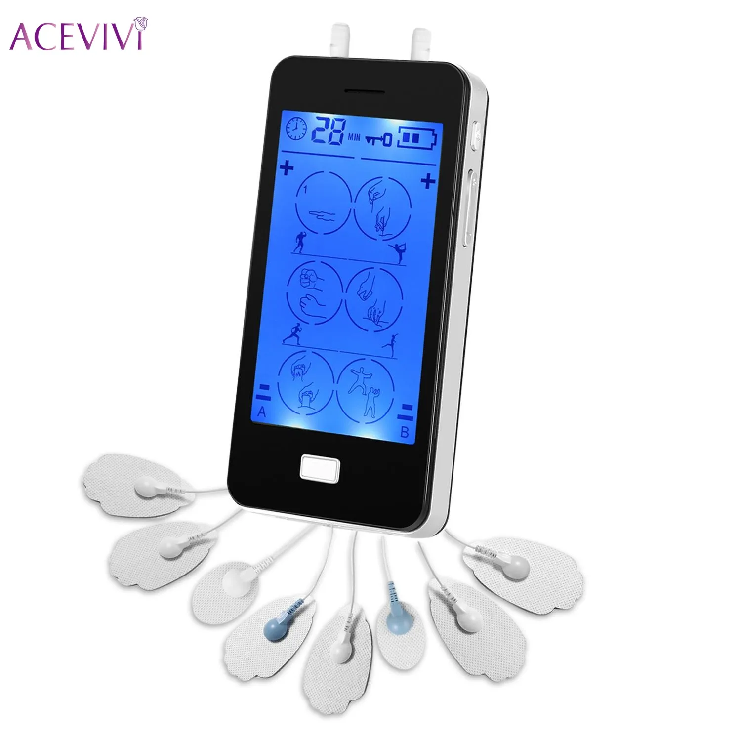 LCD Touch Screen TENS Unit Electronic Pulse Stimulator Massager 6 Mode Electro Therapy Device Pulse Massager LCD Touch Screen TENS Unit Electronic Pulse Stimulator Massager 6 Mode Electro Therapy Device Pulse Massager