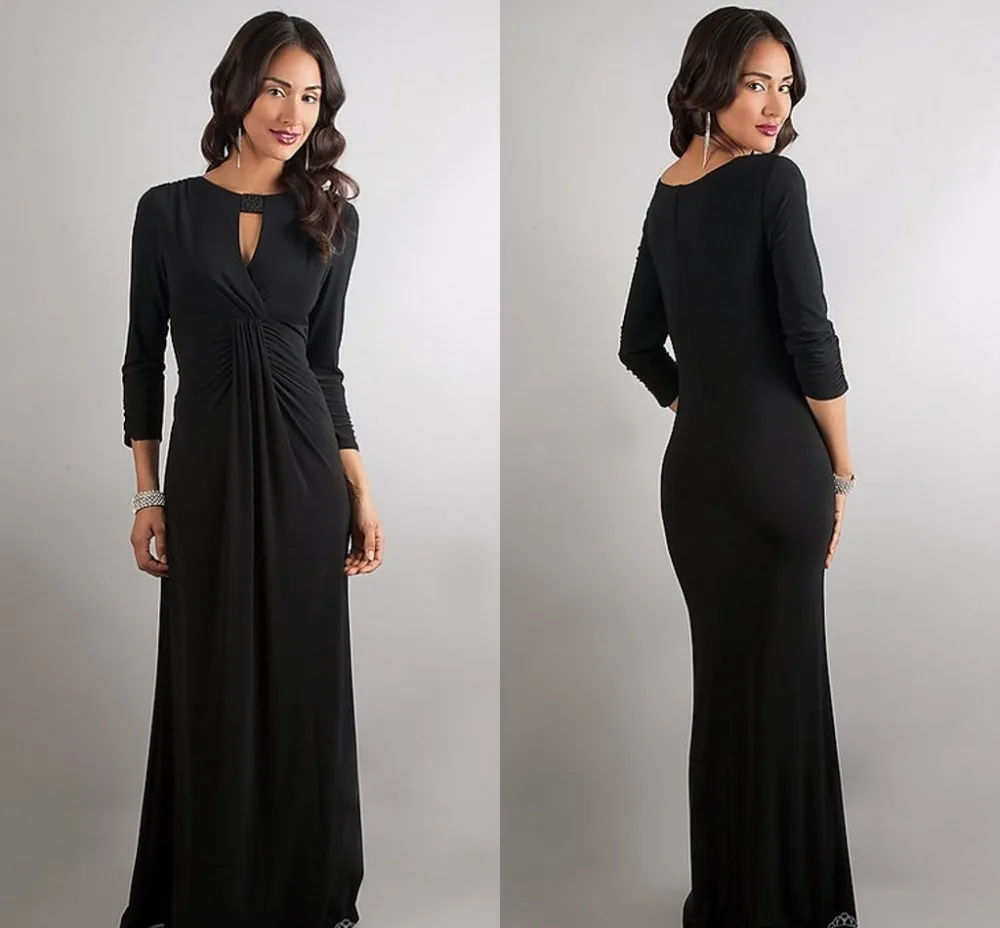 Elegant Black Color Slim Figure New Design 2014 Sexy Sheath Floor Length Chiffon Girls Prom Evening Party Dress Cheap Price Gown | Свадьбы и