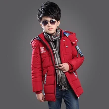 Haute Qualité Garçons Épais Vers Le Bas Veste 2017 Nouveaux Hiver Nouveaux Enfants de Longues Sections Manteau Chaud Vêtements Garçons À Capuchon Bas De Survêtement