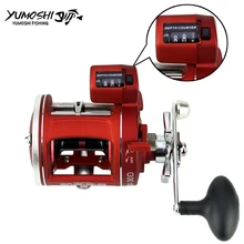 Высокопрочные алюминиевые барабанные катушки рыболовная леска счетчик Троллинговые Рыболовные катушки 12BB 999FT глубина счетчик поиска измеритель