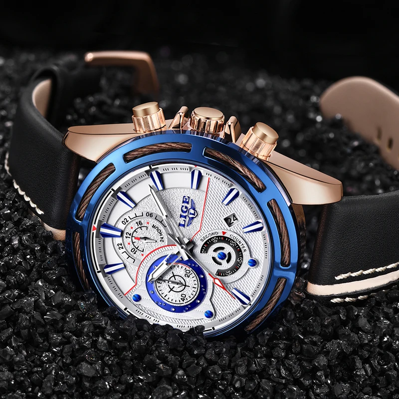 

Mens Watches LIGE Top Brand Luxury Men's Military Sports Watch Men's Chronograph Date Waterproof Quartz Watch Relogio Masculino