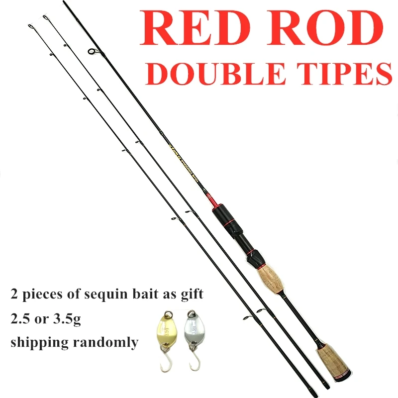 UL Power 1.8m Fishing Rod Spinning Rods Thin Super Light Rod 90g Carbon 2 Sections 2 Tips Lure WT 0.8-5g