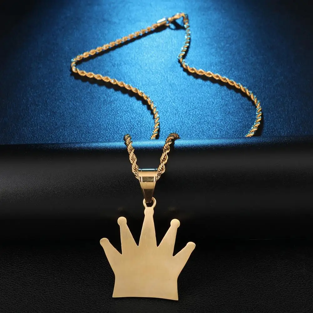 Хип хоп Полный AAA Iced Out Bling кубический циркон корона король CZ кубический циркон нержавеющая сталь ожерелья и подвески для мужчин ювелирные изделия