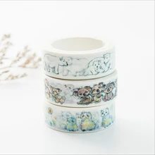 1X 15mm*7m Cute animal polar bear washi tape DIY decoration scrapbooking planner masking tape adhesive tape sticker stationery 15mm 7m creative colorful memory scenery succulent plants washi tape adhesive tape diy scrapbooking sticker label masking tape