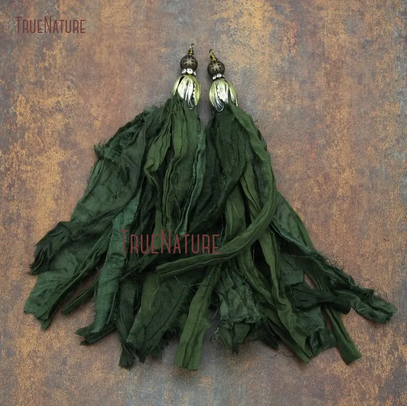 Elegant Army Green Color Tassel Necklace Pendant New Bronze