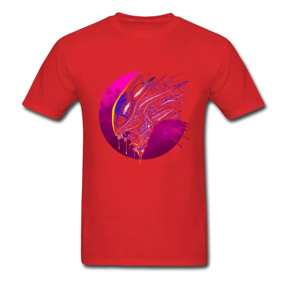 Psychedelic alien Pure Cotton Tops Shirts for Men Funny T Shirts Cool Prevailing Round Neck Tee Shirts Short Sleeve Psychedelic alien red