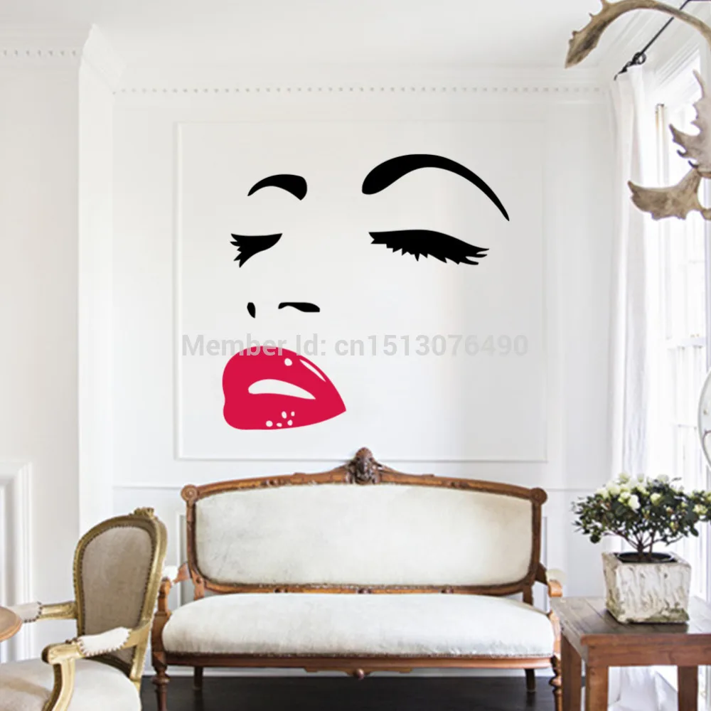 Aliexpress Buy Hot Selling marilyn monroe quotes red lips wall stickers 8465 Home Decoration Wall Decals decorative wall paper from Reliable