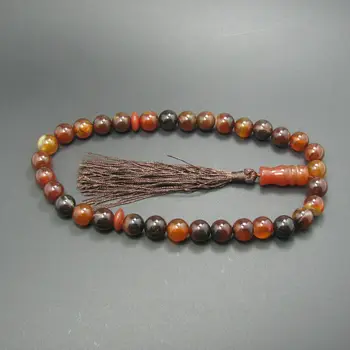 

Natural 33 beads black brown Natural stone bracelet Beads Stone round Shape 12mm Tesbih Prayer beads Tasbih Allah