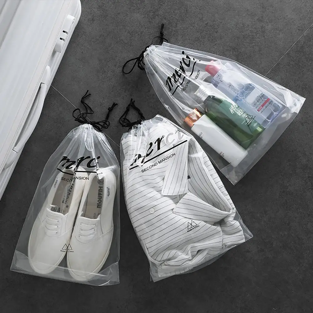 5 шт. Водонепроницаемая дорожная сумка для хранения обуви утолщенная прозрачная сумка-Органайзер на шнурке переносная сумка для багажа