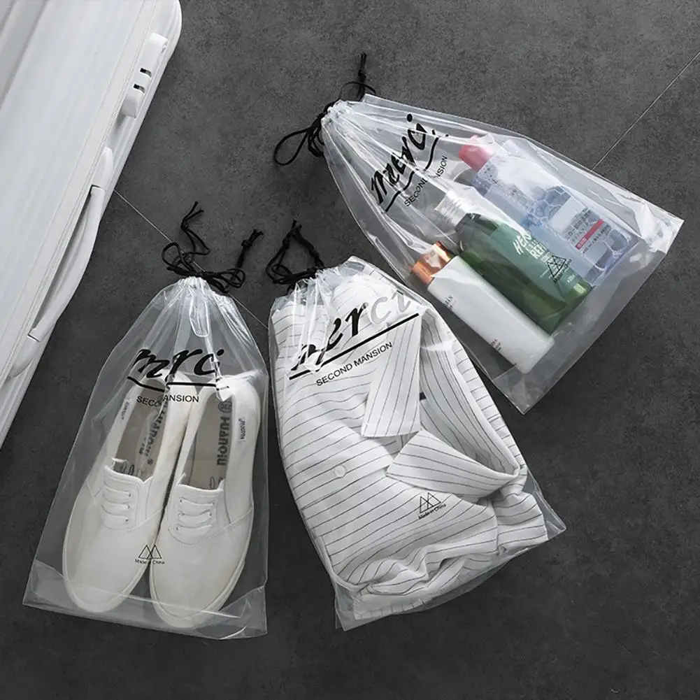 

5PCS Waterproof Travel Shoe Storage Bag Thickened Transparent Drawstring Organizer Portable Luggage Sundreis Closet Hanging Bag
