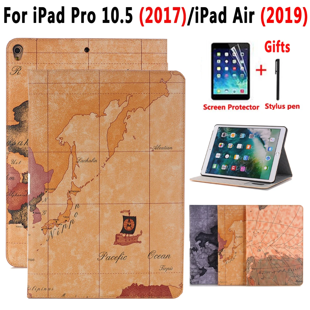 

Map Premium Leather Case for Apple iPad Air 2019 3 3rd Generation Pro 10.5 A1701 A1709 Shockproof Smart Cover for iPad Air 2019