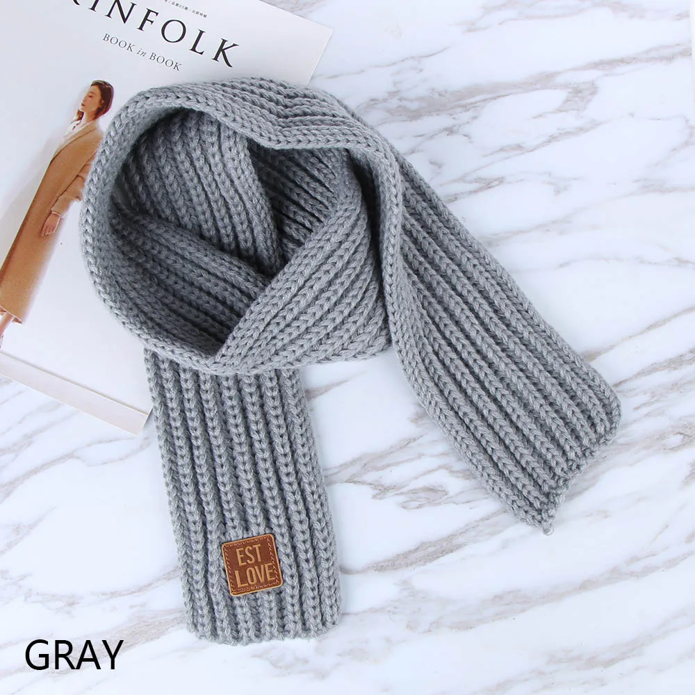 Kids Winter Warm Knit Scarves Fashion Solid Color Cable Scarf Boys Girls