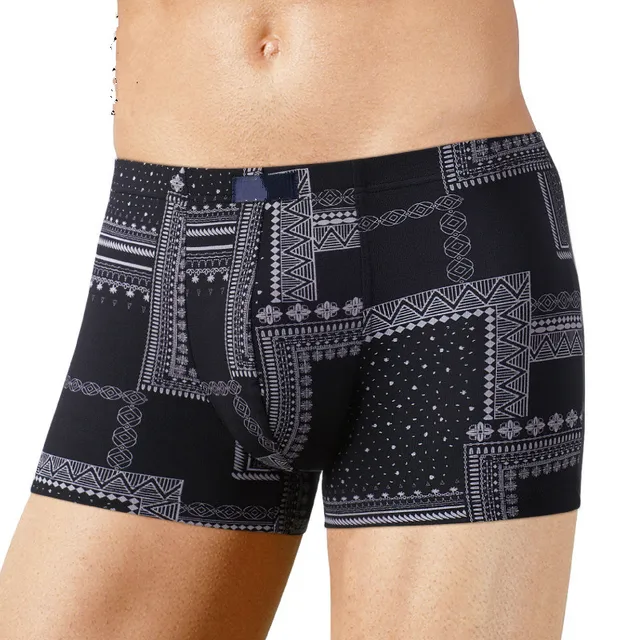Classic Print Men Cotton Pure Color Boxers Casual Fashion Brand