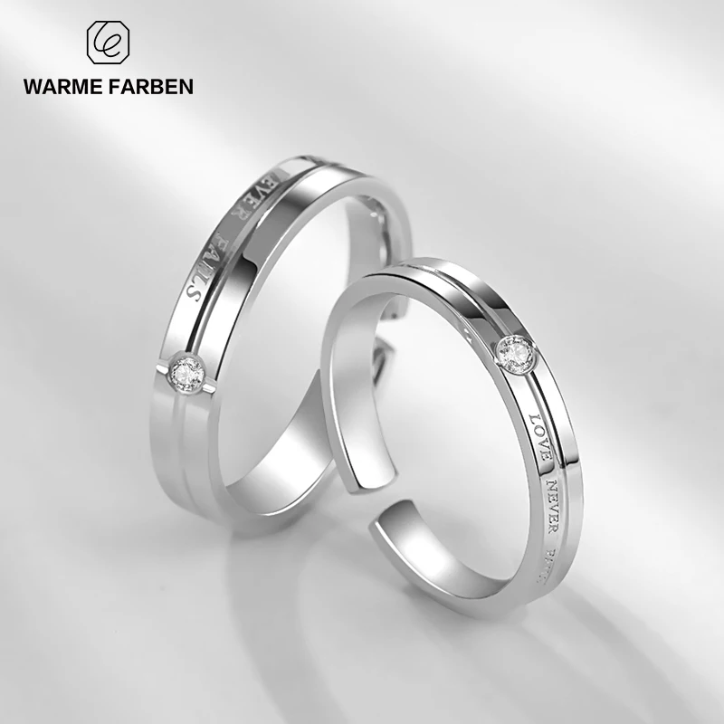 

925 Sterling Sliver Ring Douple Ring for Lover's Carve Letter Adjustable Size Wedding Ring Simple Women Men's Ring Birthday Gift