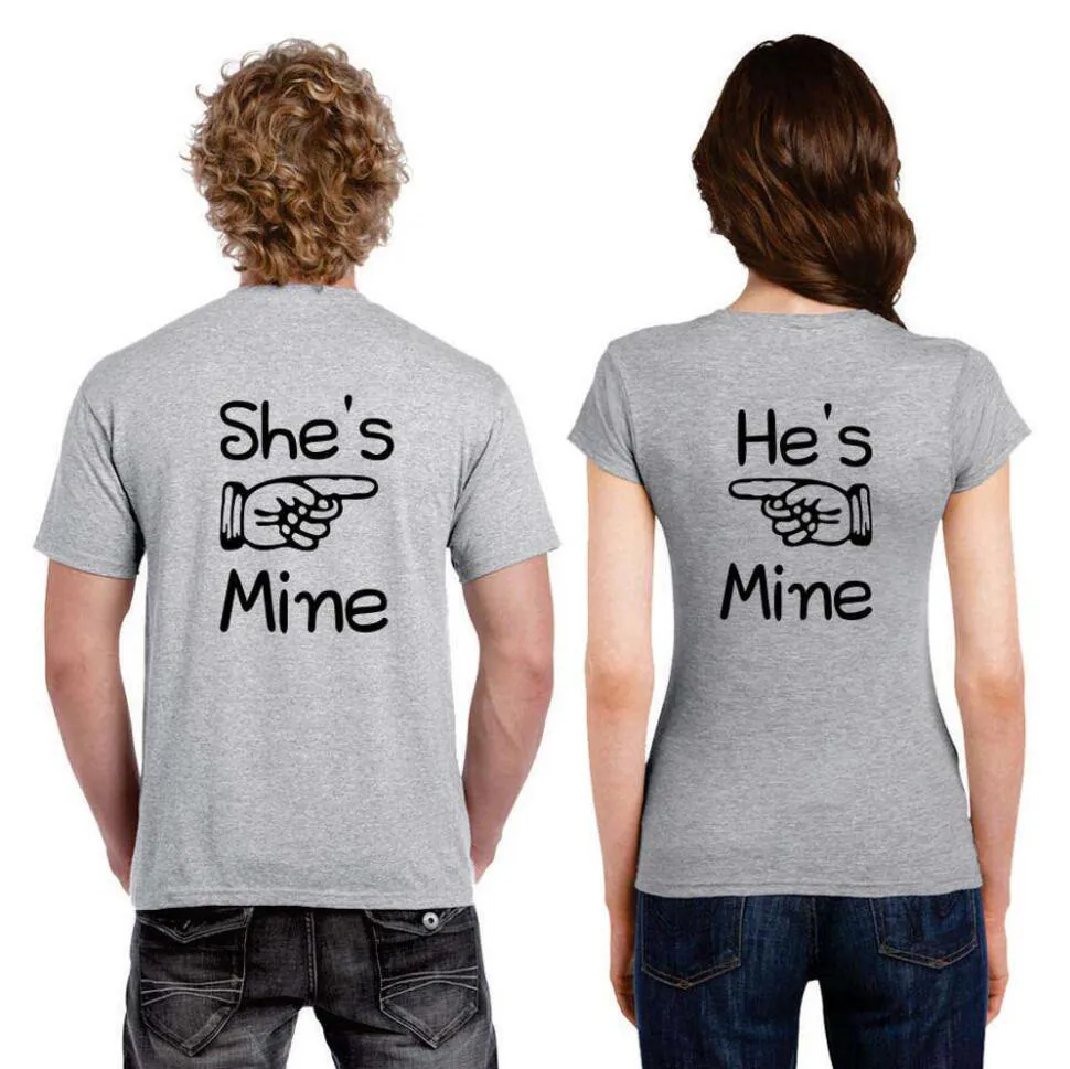 Pkorli Men Women Couple T Shirt She Is Mine He Is Mine Back Print T-Shirt Hipster Cotton Short Sleeve Couple T Shirt For Lovers Pkorli Men Women Couple T Shirt She Is Mine He Is Mine Back Print T-Shirt Hipster Cotton Short Sleeve Couple T Shirt For Lovers
