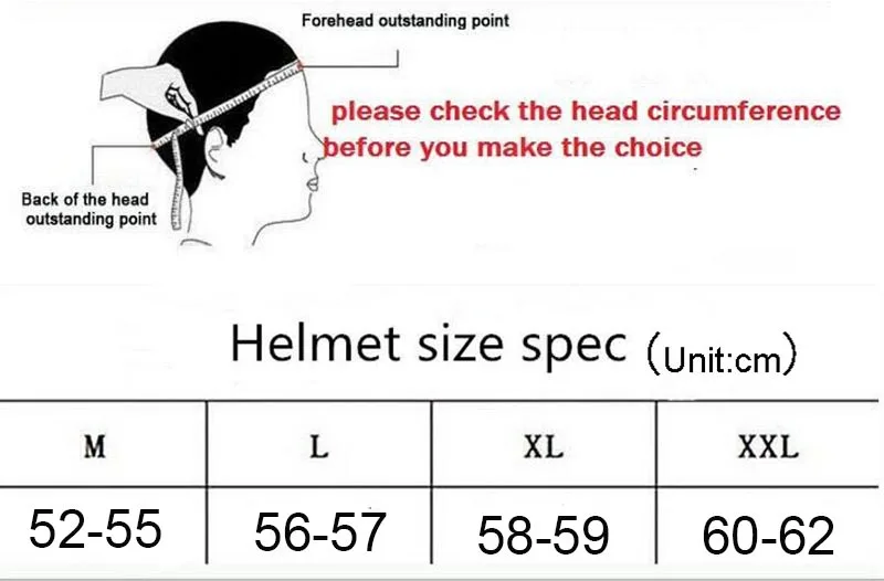 Motocross Helmet Size Chart